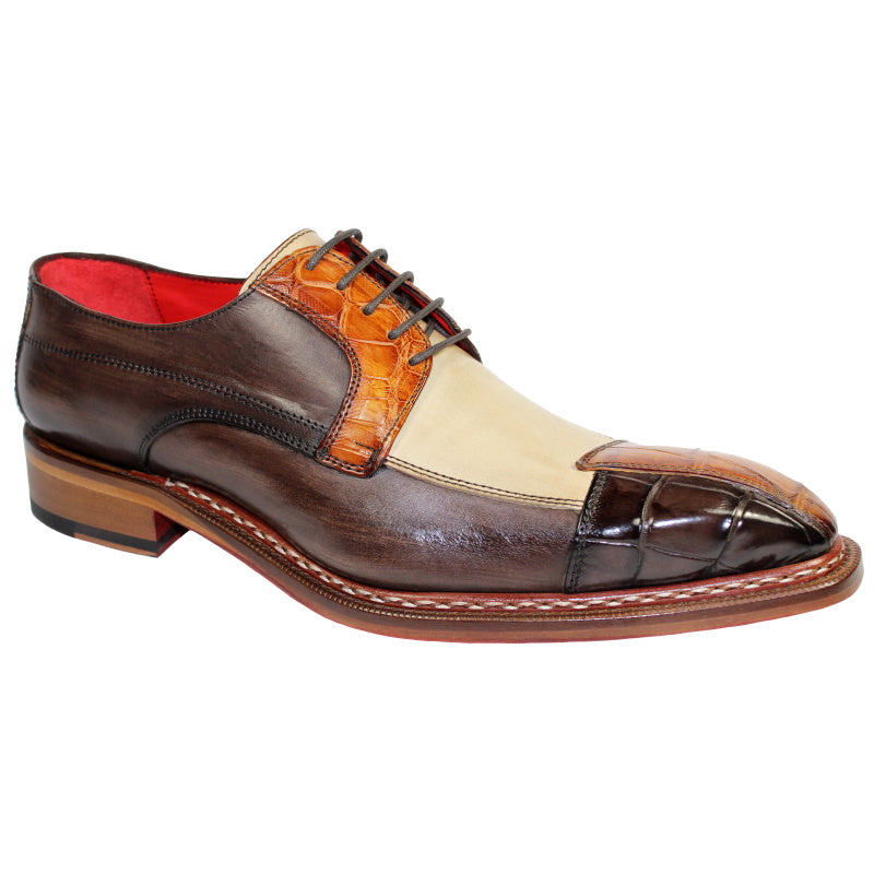Fennix Lucas Alligator & Calfskin Shoes Tri Tone Brown
