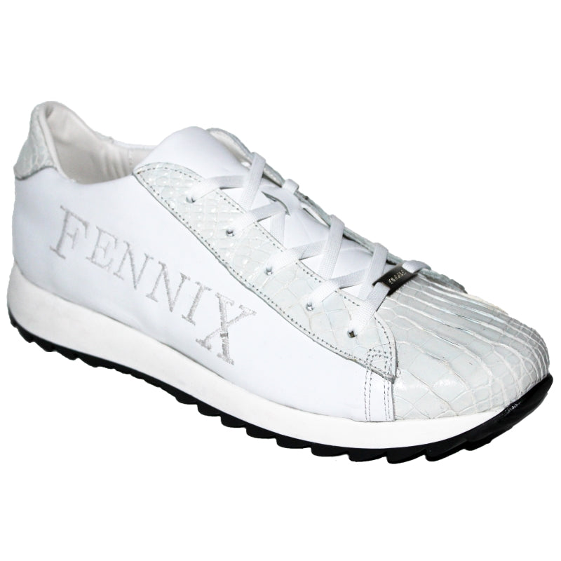 Fennix Mason Alligator & Calf Sneakers White