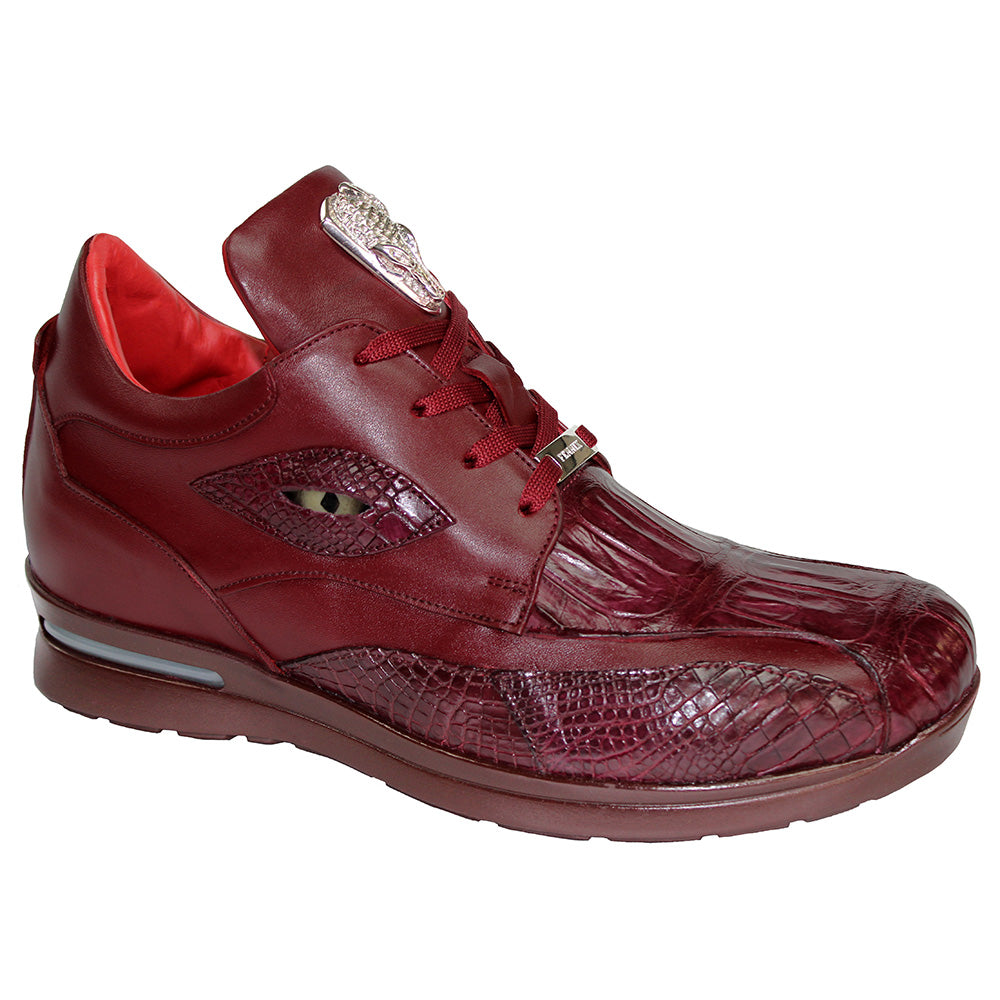 Fennix Mason Calfskin & Alligator Sneakers Burgundy