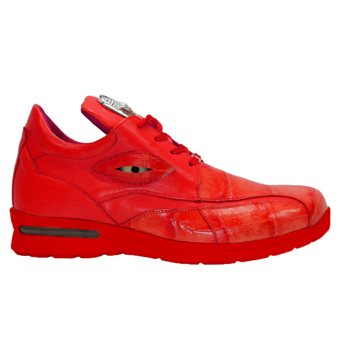 Fennix Mason Leather & Alligator Sneakers Red