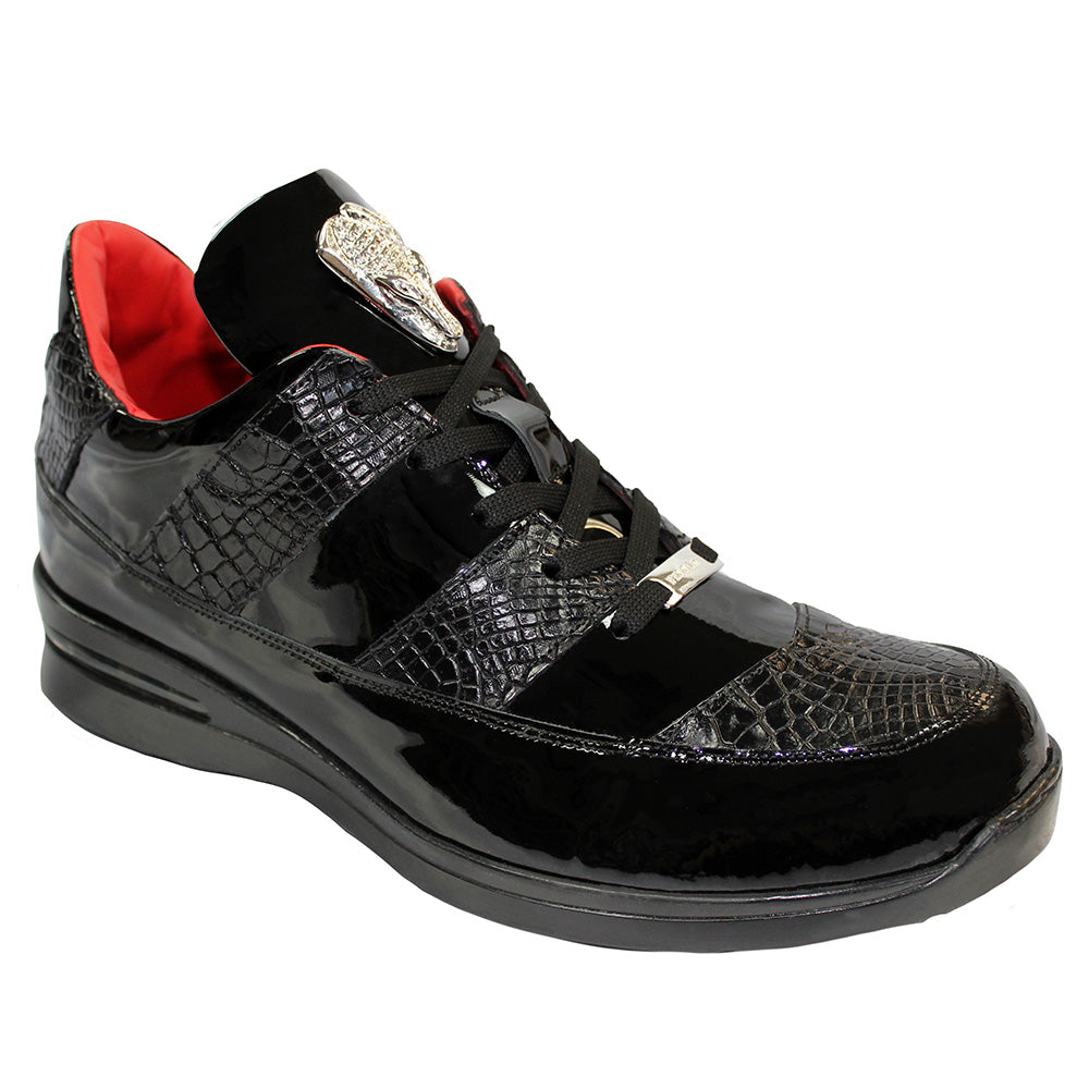 Fennix Noah Patent & Alligator Sneakers Black