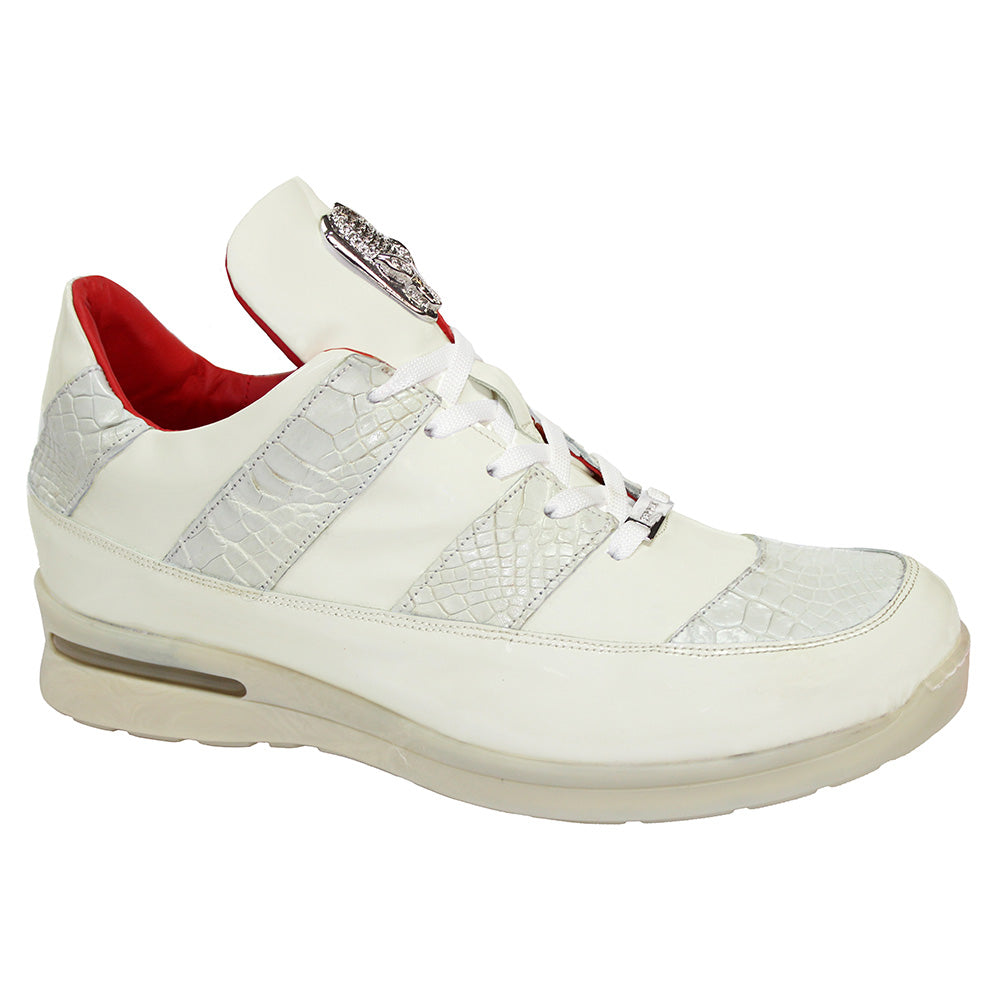 Fennix Noah Patent & Alligator Sneakers Bone