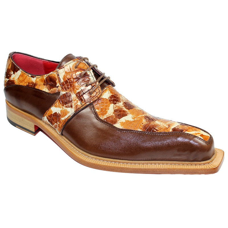 Fennix Theo Calf and Alligator Lace-up Shoes Brown Multi