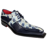 Fennix Theo Calf and Alligator Lace-up Shoes Navy Multi