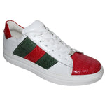 Fennix Toby Alligator & Calfskin Sneakers White / Green / Red