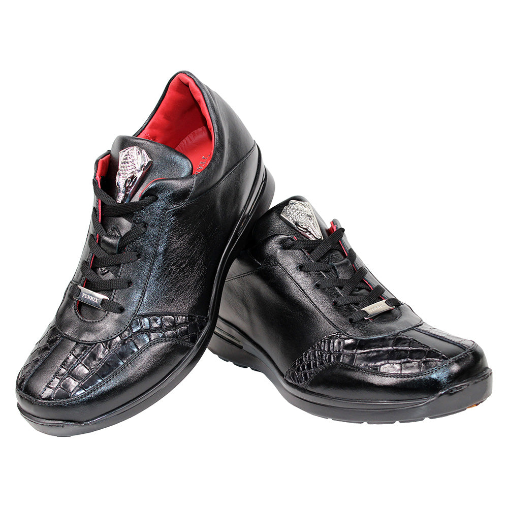 Fennix Tommy Calfskin / Genuine Alligator Sneakers Black
