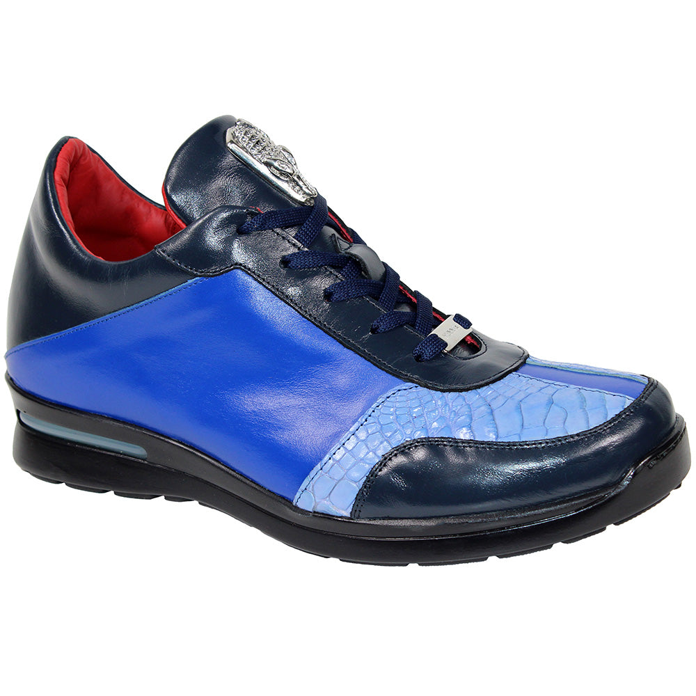 Fennix Tommy Calfskin / Genuine Alligator Sneakers Navy / Royal / Light Blue