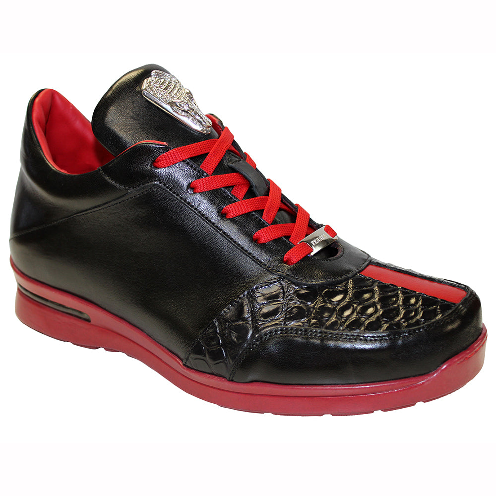 Fennix Tommy Leather & Alligator Sneakers Black / Red