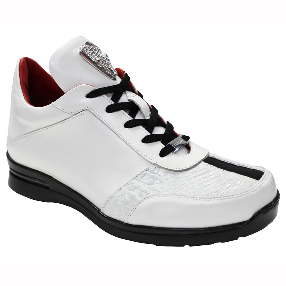Fennix Tommy Leather & Alligator Sneakers White / Black