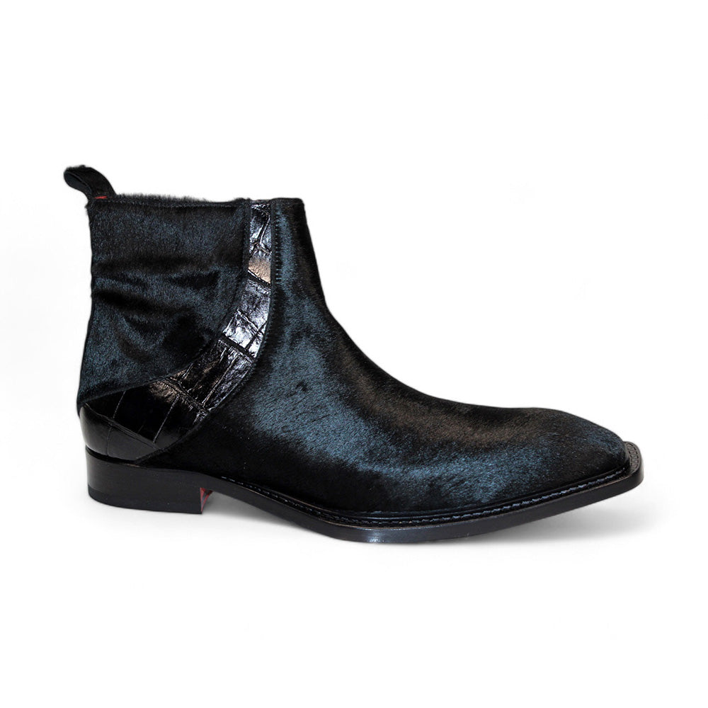 Fennix Trent Pony/Alligator Shoes Black | MensDesignerShoe.com