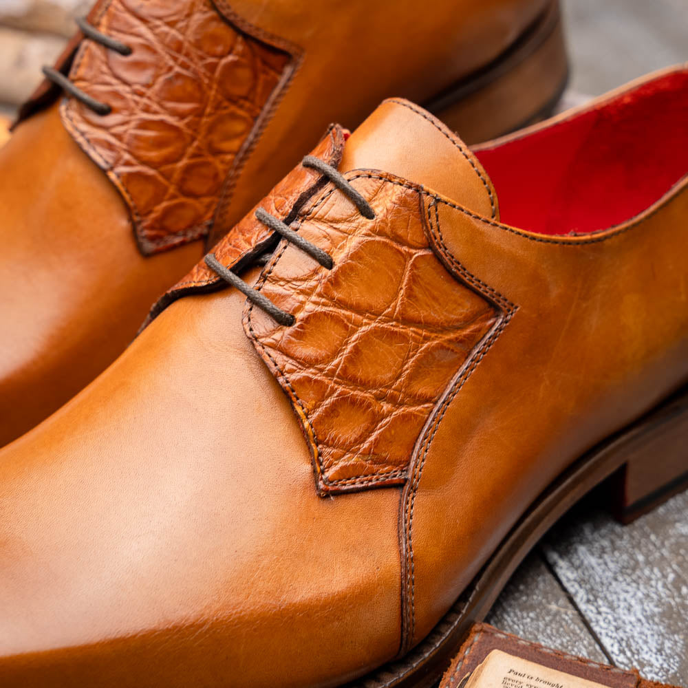 Fennix Tristan Calfskin / Genuine Alligator Shoes Cognac