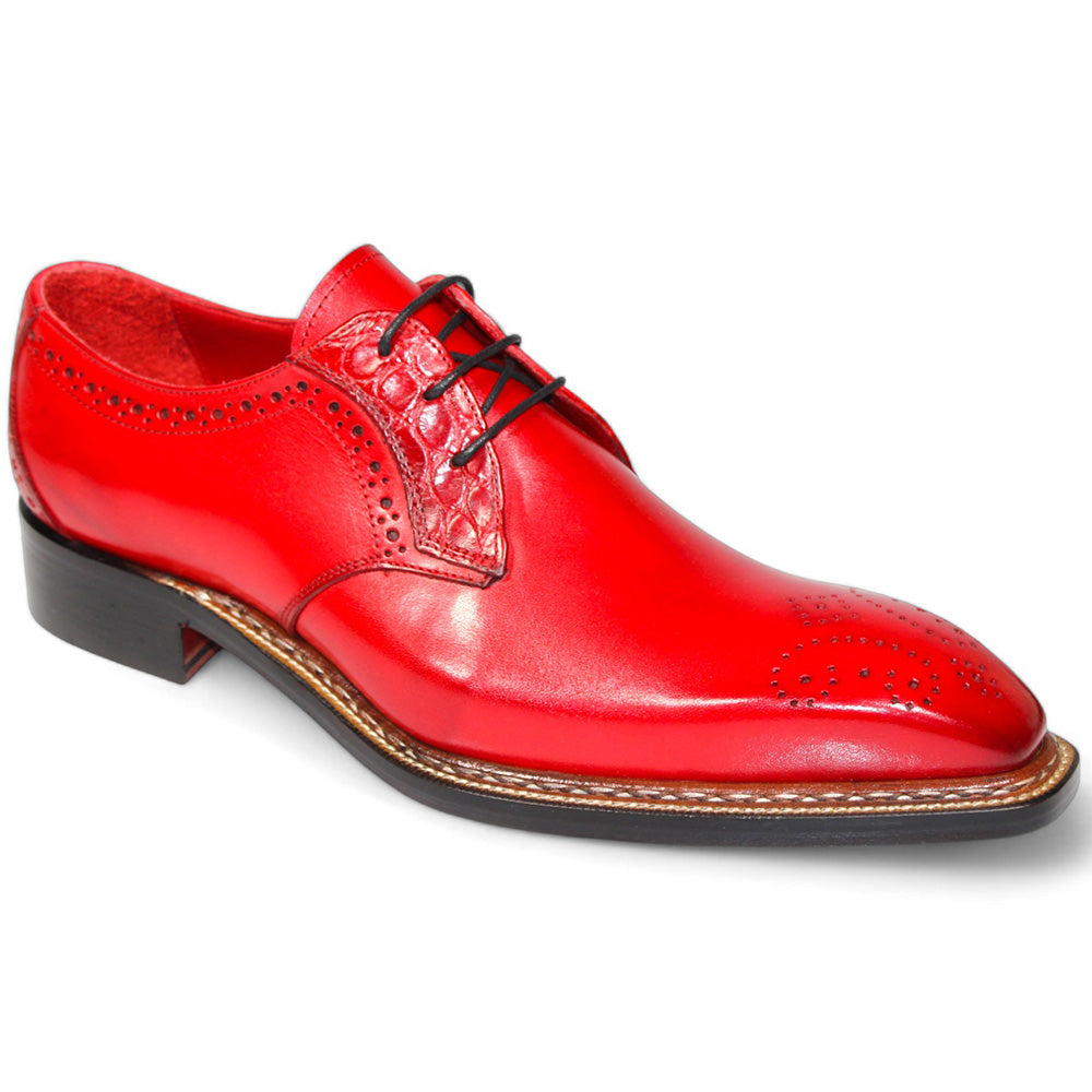 Fennix Tyler Calf and Alligator Lace-up Shoes Antique Red