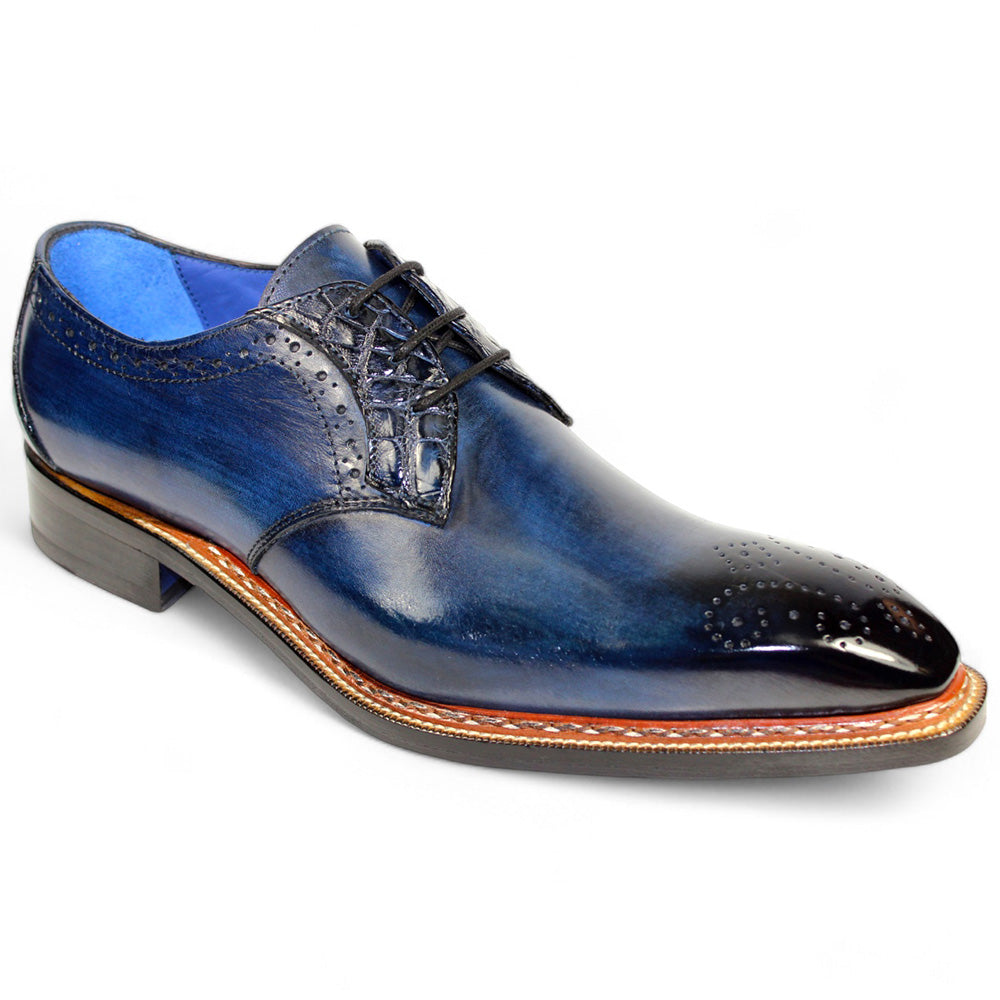 Fennix Tyler Calf and Alligator Lace-up Shoes Navy