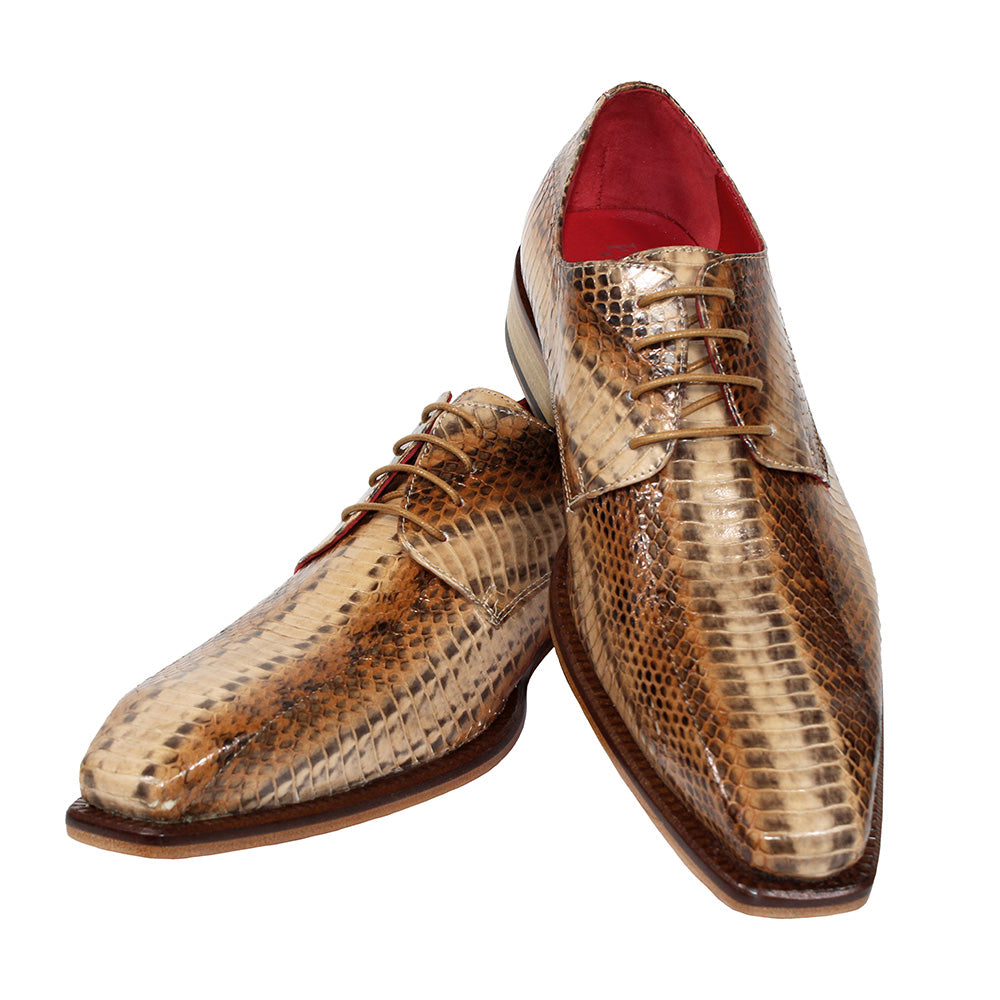 Fennix Zachary Genuine Snakeskin Shoes Cognac Multi