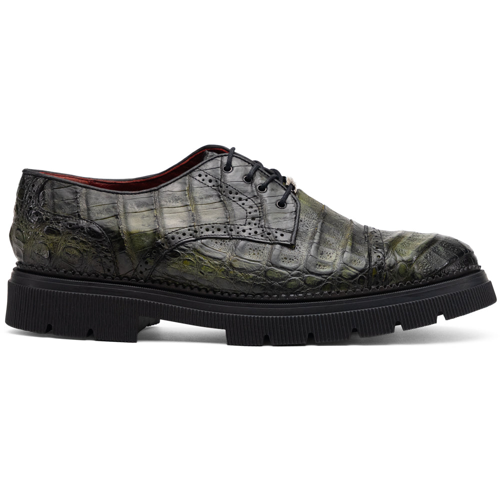 Marco Di Milano Ferrara Caiman Crocodile Derby Dark Green