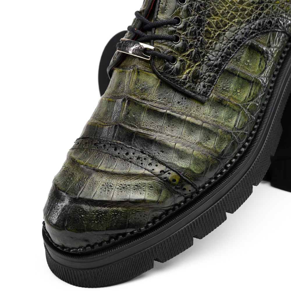 Marco Di Milano Ferrara Caiman Crocodile Derby Dark Green
