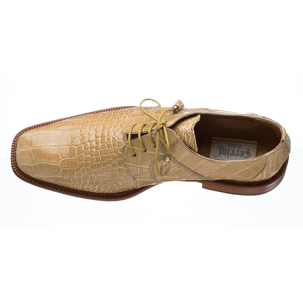 Ferrini 205 Belly Alligator Plain Toe Shoes Beige