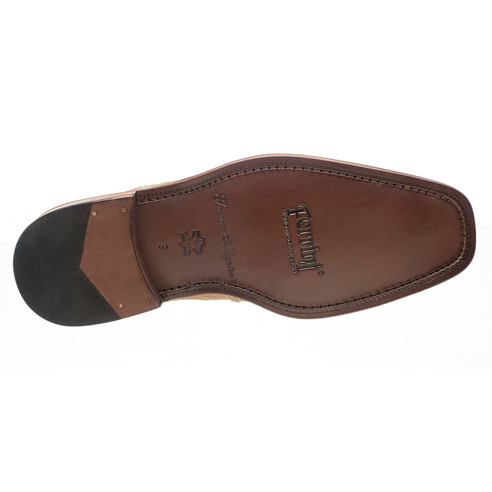 Ferrini 205 Belly Alligator Plain Toe Shoes Beige
