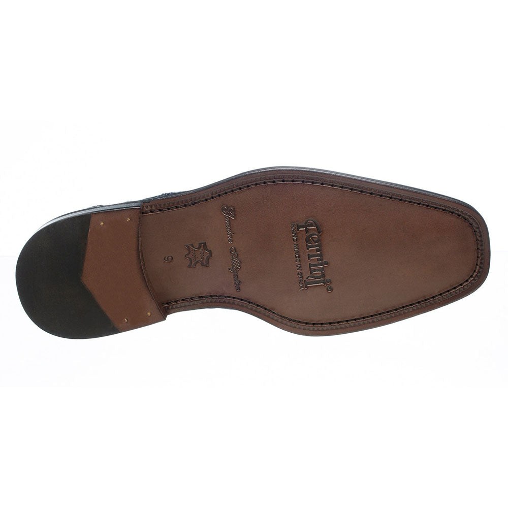 Ferrini 205 Belly Alligator Plain Toe Shoes Navy