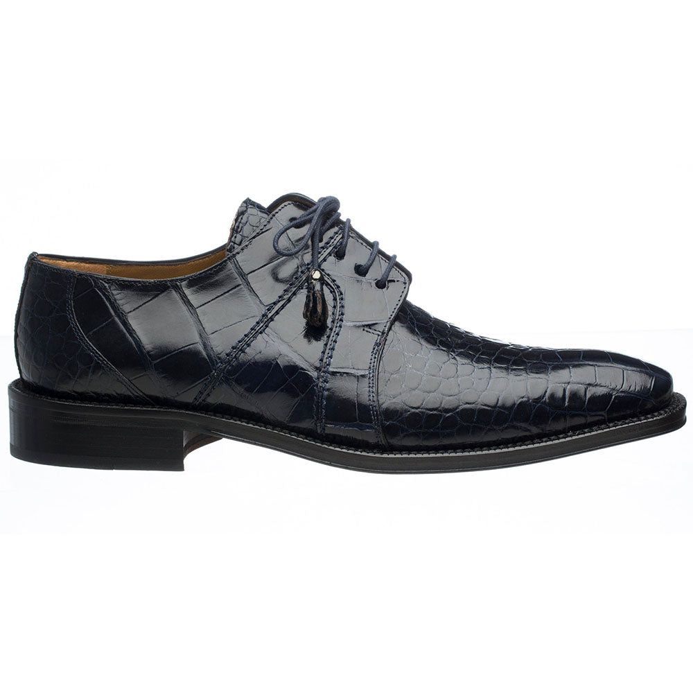 Ferrini 205 Belly Alligator Plain Toe Shoes Navy