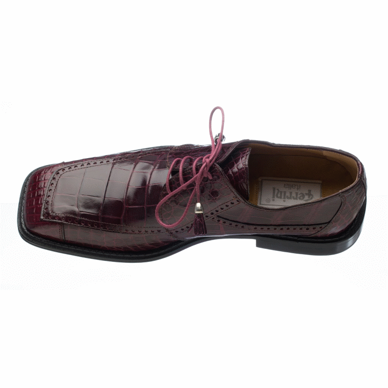 Ferrini 206 Alligator Square Toe Shoes Burgundy