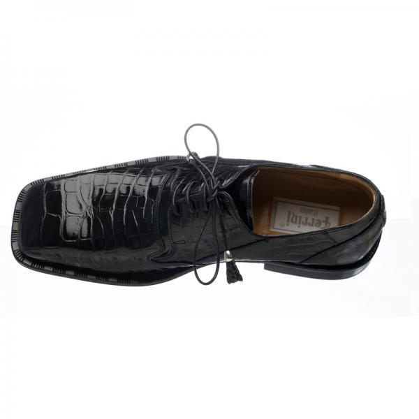 Ferrini 208 Alligator Square Toe Shoes Black