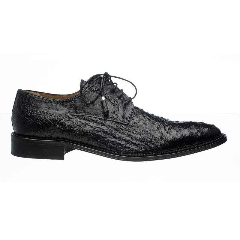 Ferrini 214M Ostrich Quill Lace Up Shoes Black