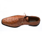 Ferrini 214M Ostrich Quill Lace Up Shoes Brandy