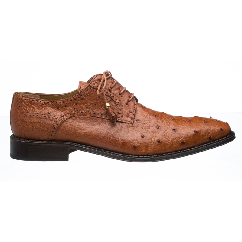 Ferrini 214M Ostrich Quill Lace Up Shoes Brandy