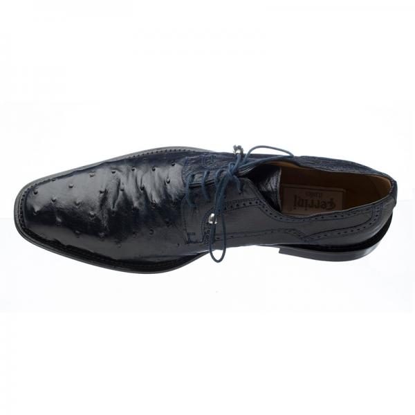 Ferrini 214M Ostrich Quill Lace Up Shoes Navy