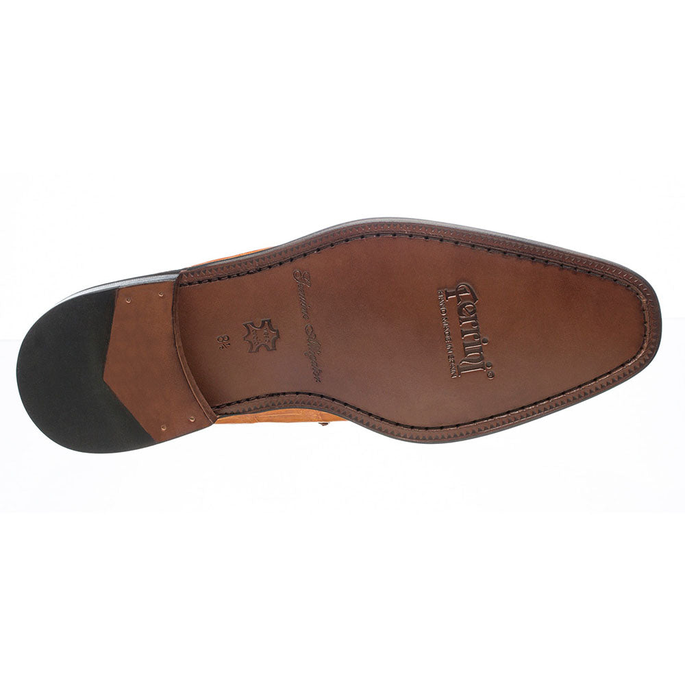 Ferrini 216 Belly Alligator Cap Toe Shoes Cognac