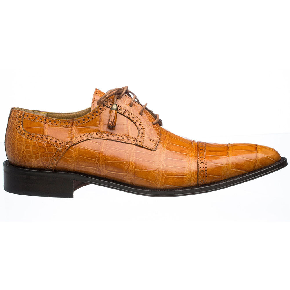Ferrini 216 Belly Alligator Cap Toe Shoes Cognac