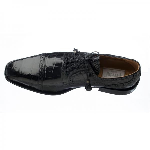 Ferrini 216M Alligator Cap Toe Shoes Black