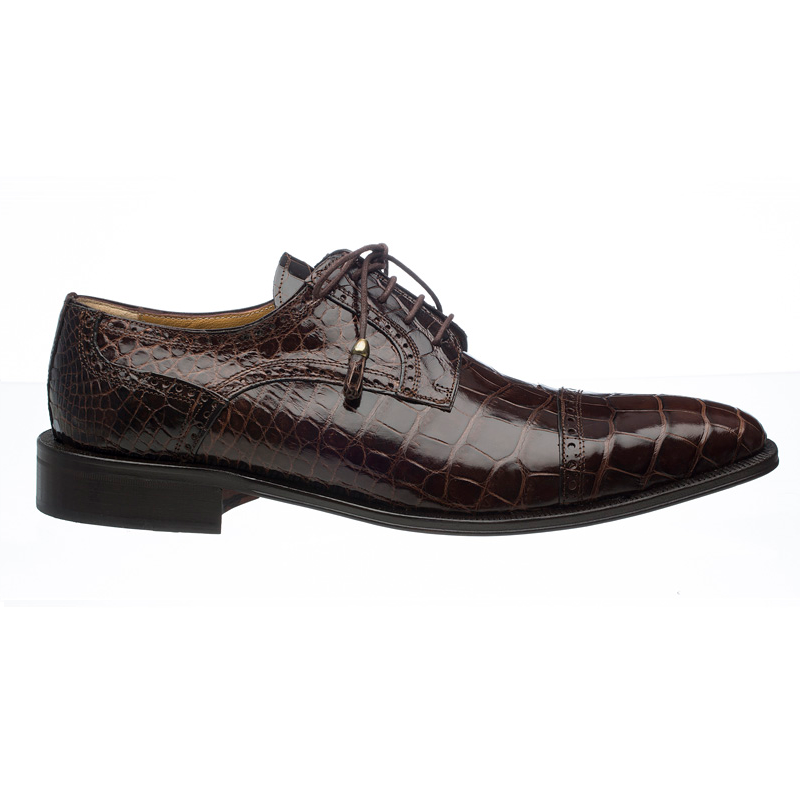 Ferrini 216M Alligator Cap Toe Shoes Chocolate