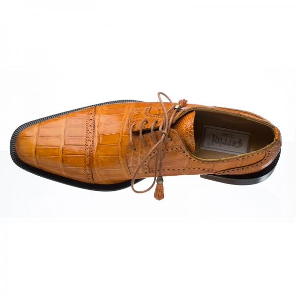 Ferrini 216M Alligator Cap Toe Shoes Cognac