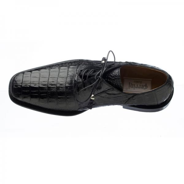Ferrini 226 Hornback Alligator Derby Shoes Black