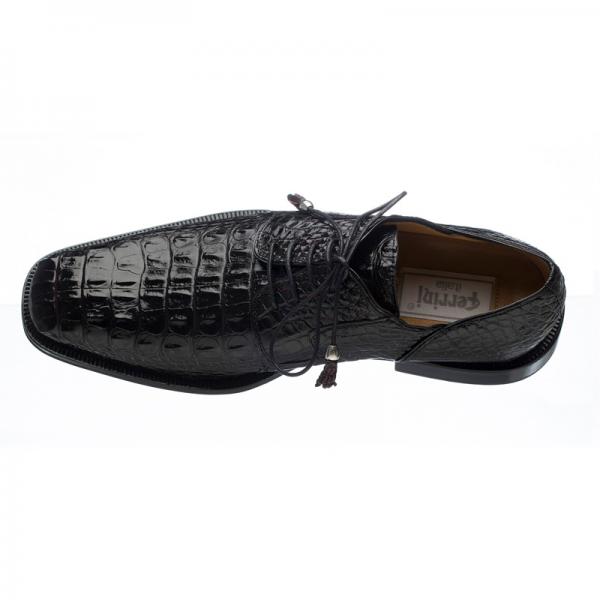 Ferrini 226 Hornback Alligator Derby Shoes Black Cherry