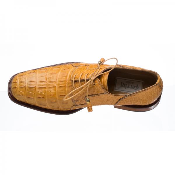 Ferrini 226 Hornback Alligator Derby Shoes Camel