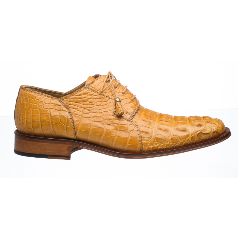 Ferrini 226 Hornback Alligator Derby Shoes Camel