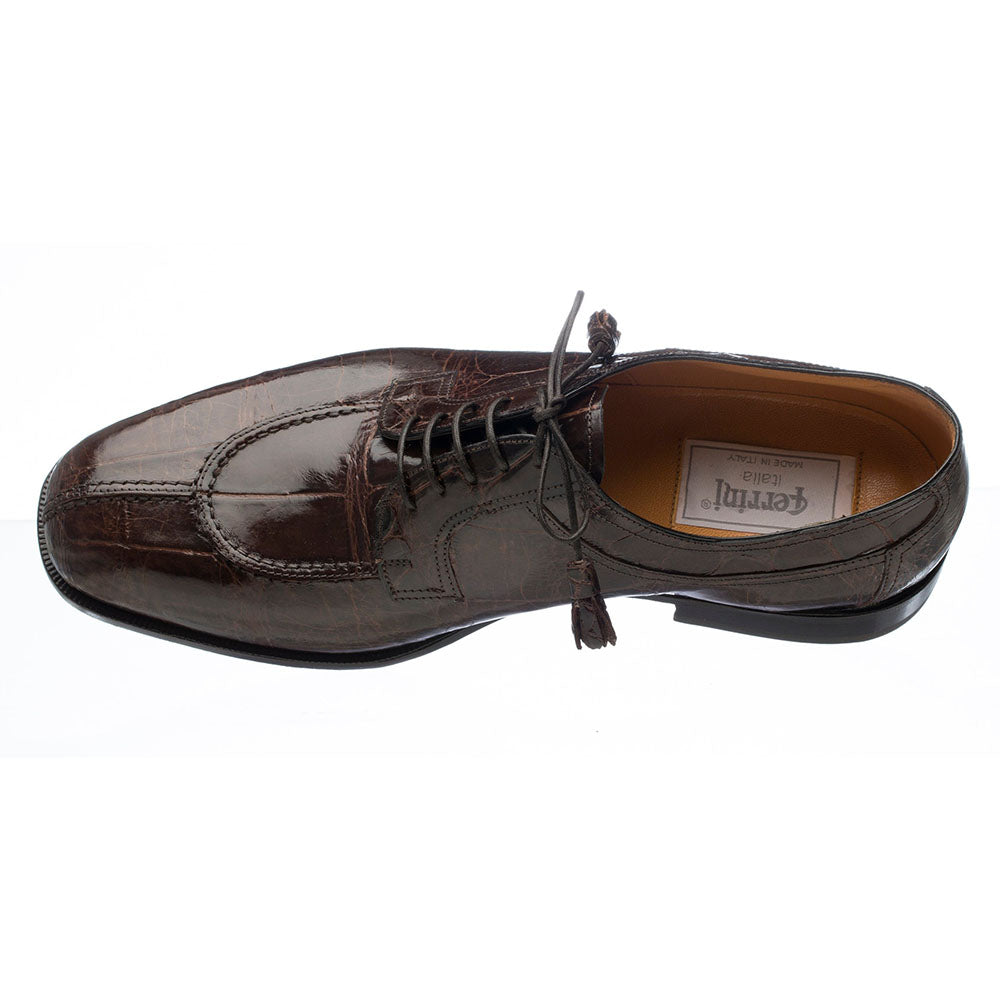 Ferrini 3520 Belly Alligator Split Toe Shoes Chocolate