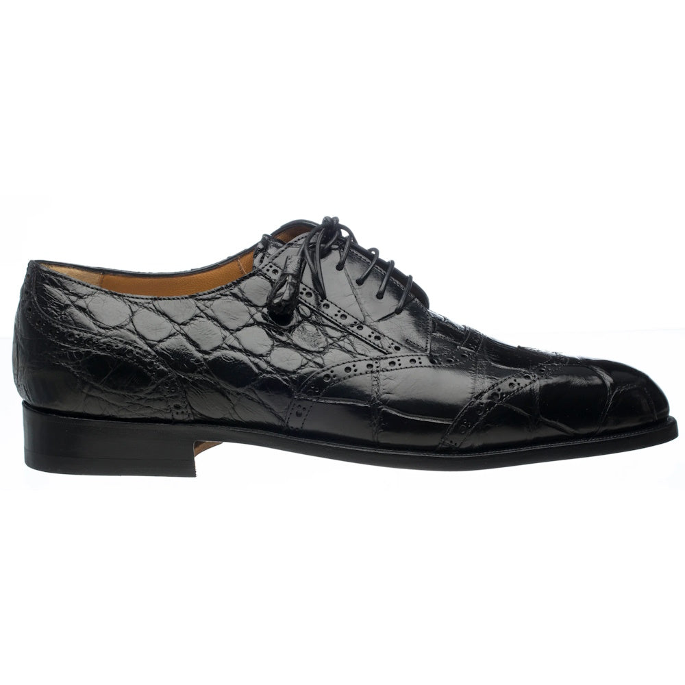 Ferrini 3673 Belly Alligator Wingtip Shoes Black