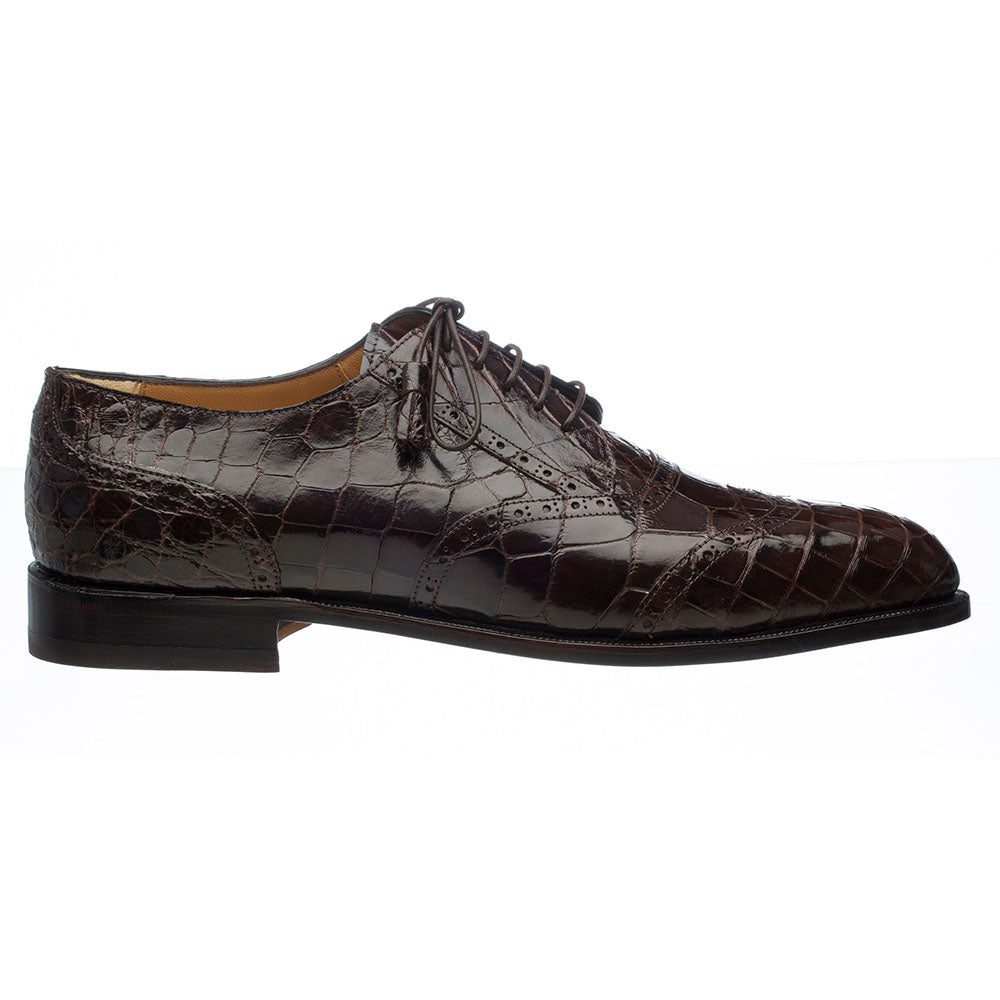 Ferrini 3673 Belly Alligator Wingtip Shoes Chocolate