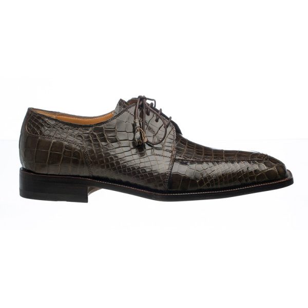 Ferrini 3678 Alligator Derby Square Toe Shoes Olive