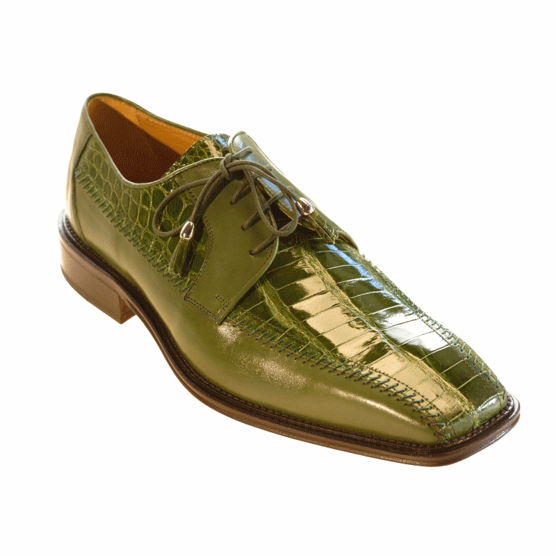 Ferrini 3746 Belly Caiman Calfskin Bicycle Toe Oasis Green