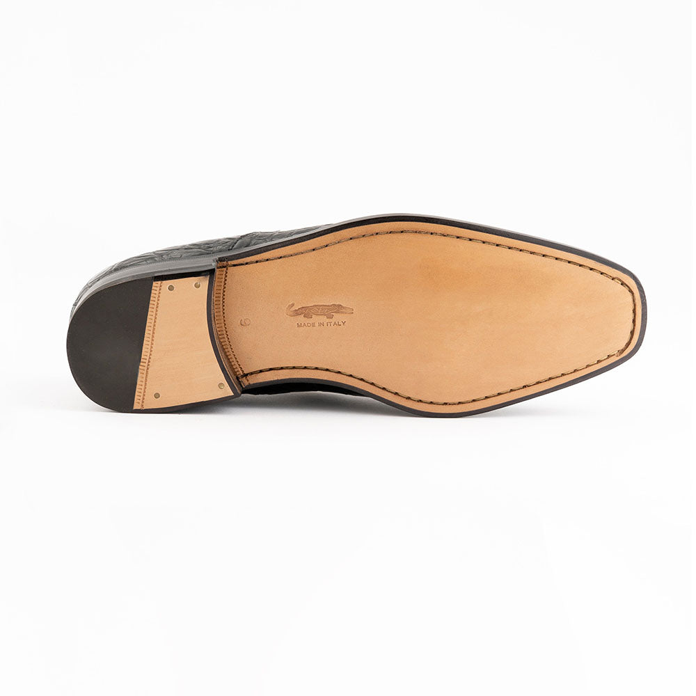 Ferrini 3877 Alligator Slip-on Loafers Black