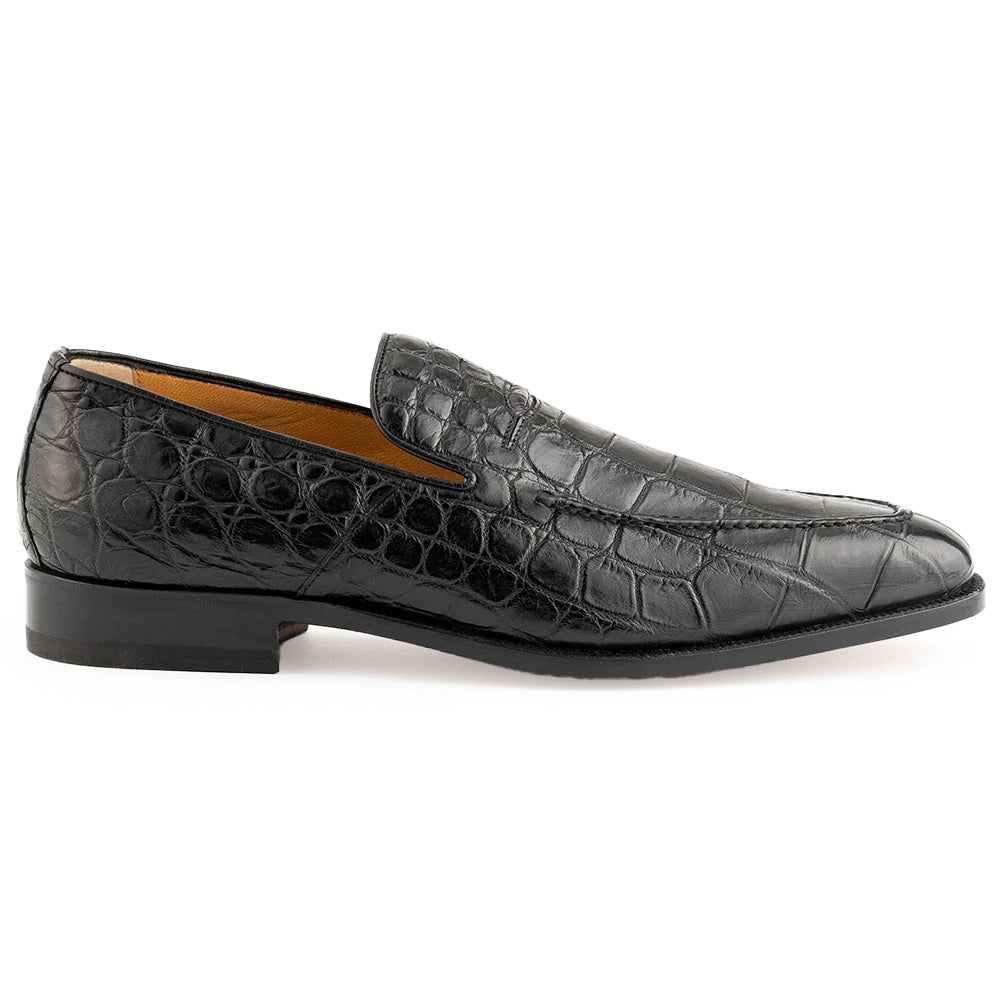 Ferrini 3877 Alligator Slip-on Loafers Black