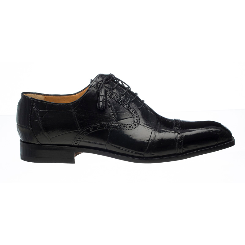 Ferrini 3922 Alligator Cap Toe Oxfords Black