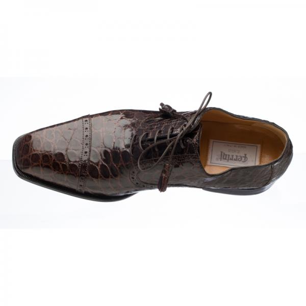 Ferrini 3922 Alligator Cap Toe Oxfords Chocolate