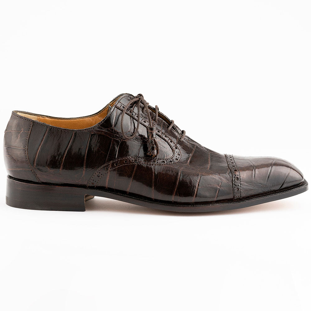 Ferrini 3922 Belly Alligator Cap Toe Shoes Chocolate