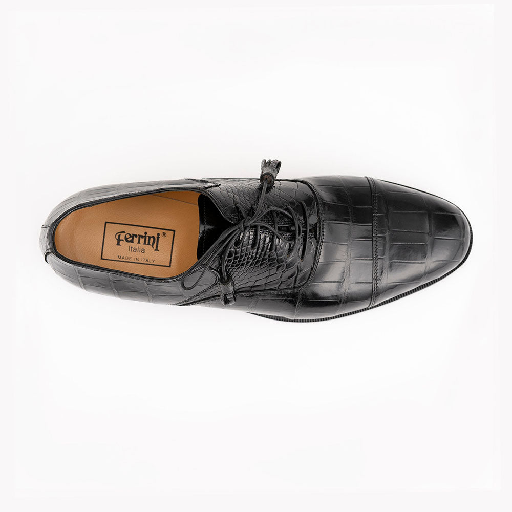 Ferrini 4234 Alligator Cap Toe Shoes Black